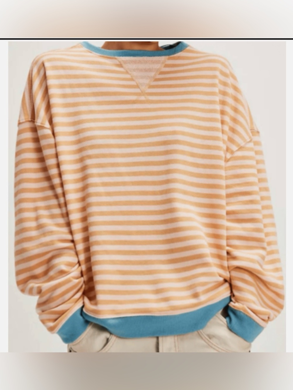 Free People We The Free Classic Striped Oversized Crewneck Sweatshirt S
